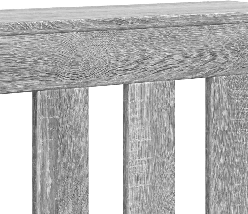 Grey Radiator Cover Cabinet 175x20x82cm | Modern Slatted Heater Cover with Shelf