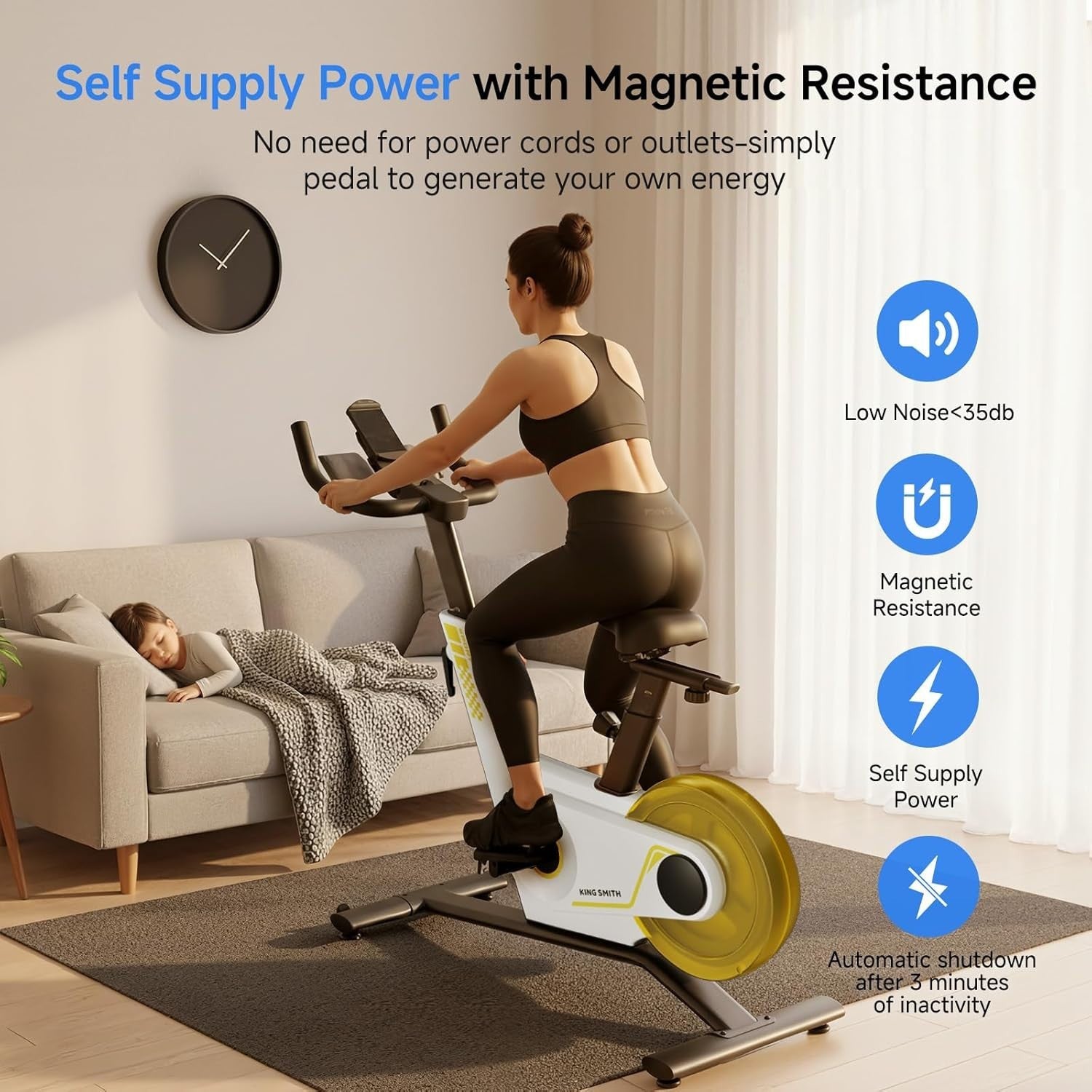 Folding Exercise Bike 40-Level Magnetic Resistance Quiet LED App White