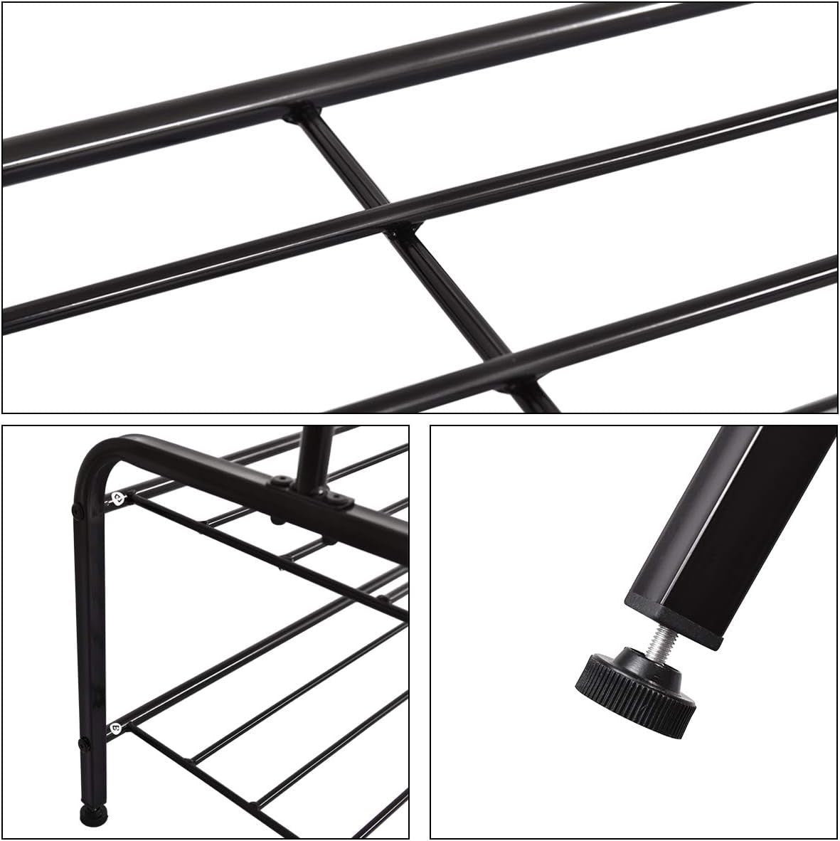 Heavy Duty Metal Clothes Rail 2 Tier Storage Rack Black T21