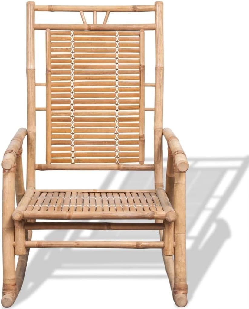 Weather-Resistant Bamboo Rocking Chair Easy Clean Natural Indoor Outdoor