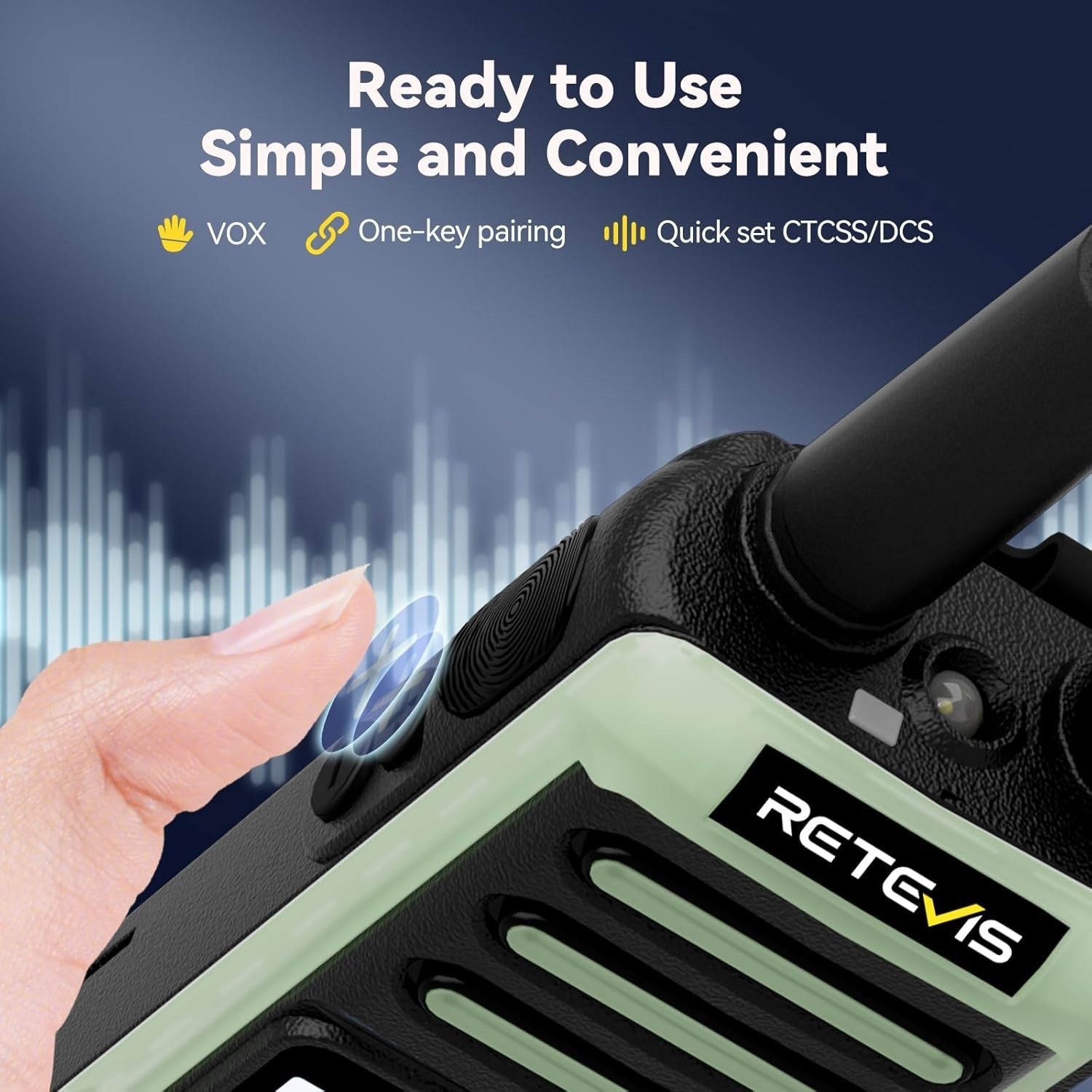 Rechargeable Walkie Talkie LCD Screen Type-C Fast Charging LED Radio