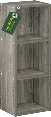 3 Cube No Tool Bookcase Small Storage Shelf Compact Organizer Bookshelf Oak