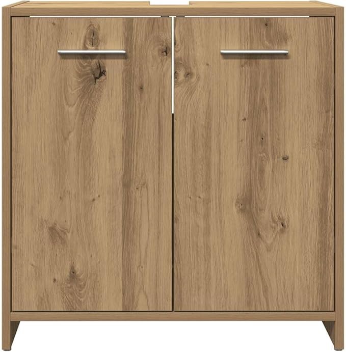 Modern Oak Bathroom Sink Cabinet 60x33x60cm – Moisture Resistant Storage Unit