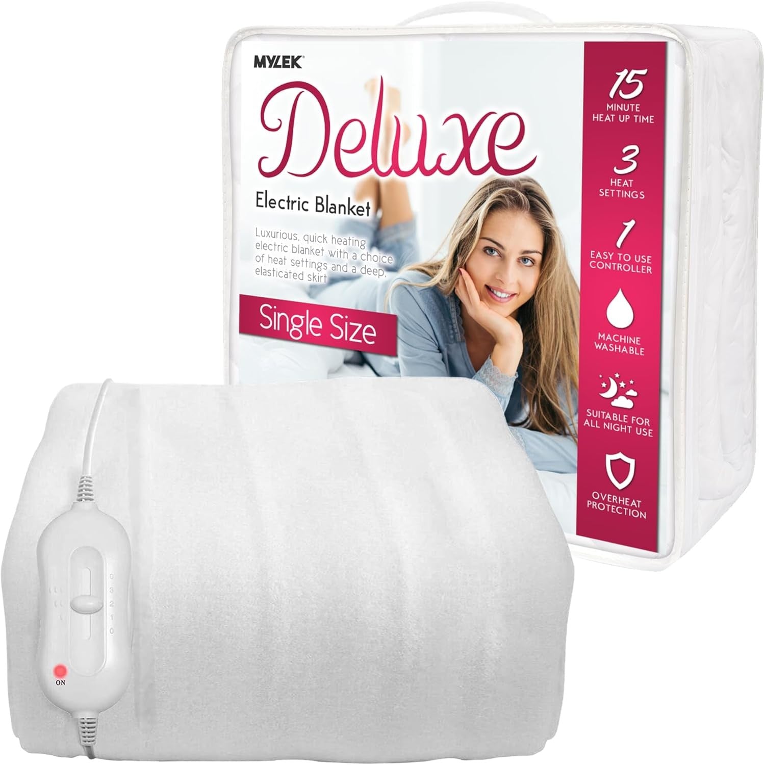 Electric Heated Underblanket Single Fitted Washable Fast Heat Safe Night