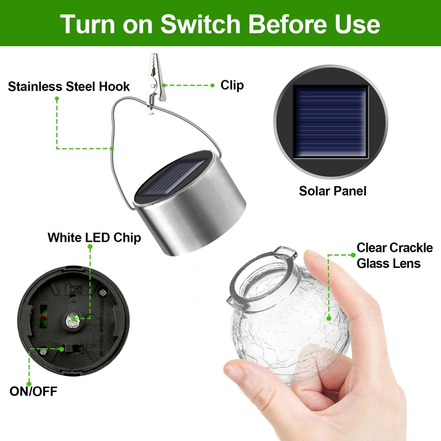 12 Pack Hanging Solar Globe Lights Warm White Garden Lanterns