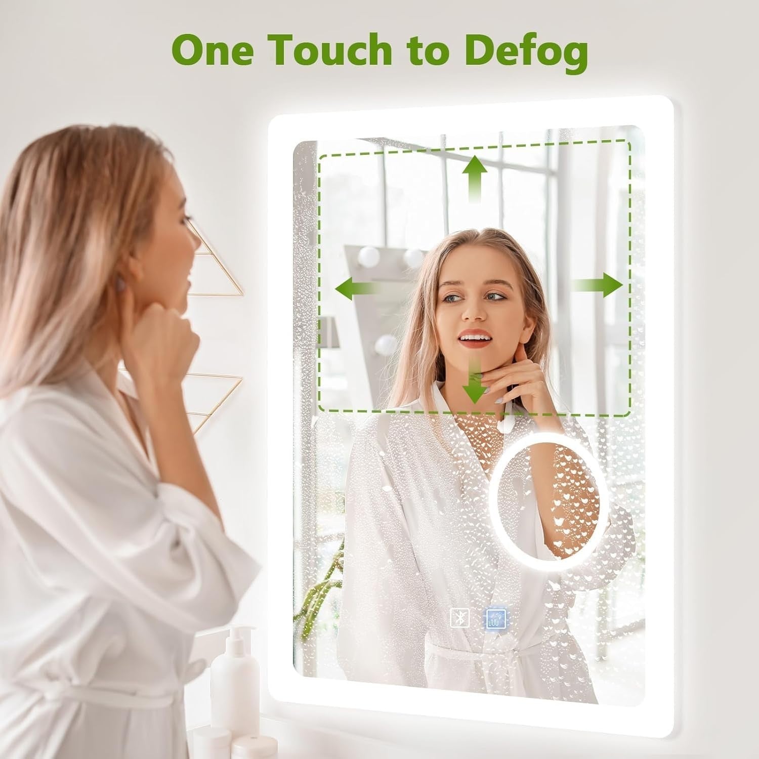 LED Bathroom Vanity Mirror 70x50cm Bluetooth Anti-Fog 3x Magnification