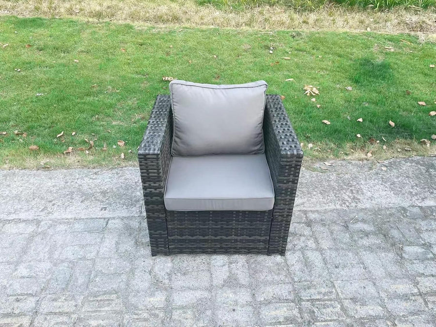 Rattan Patio Armchair with Cushions Outdoor Lounge Chair Balcony Seating