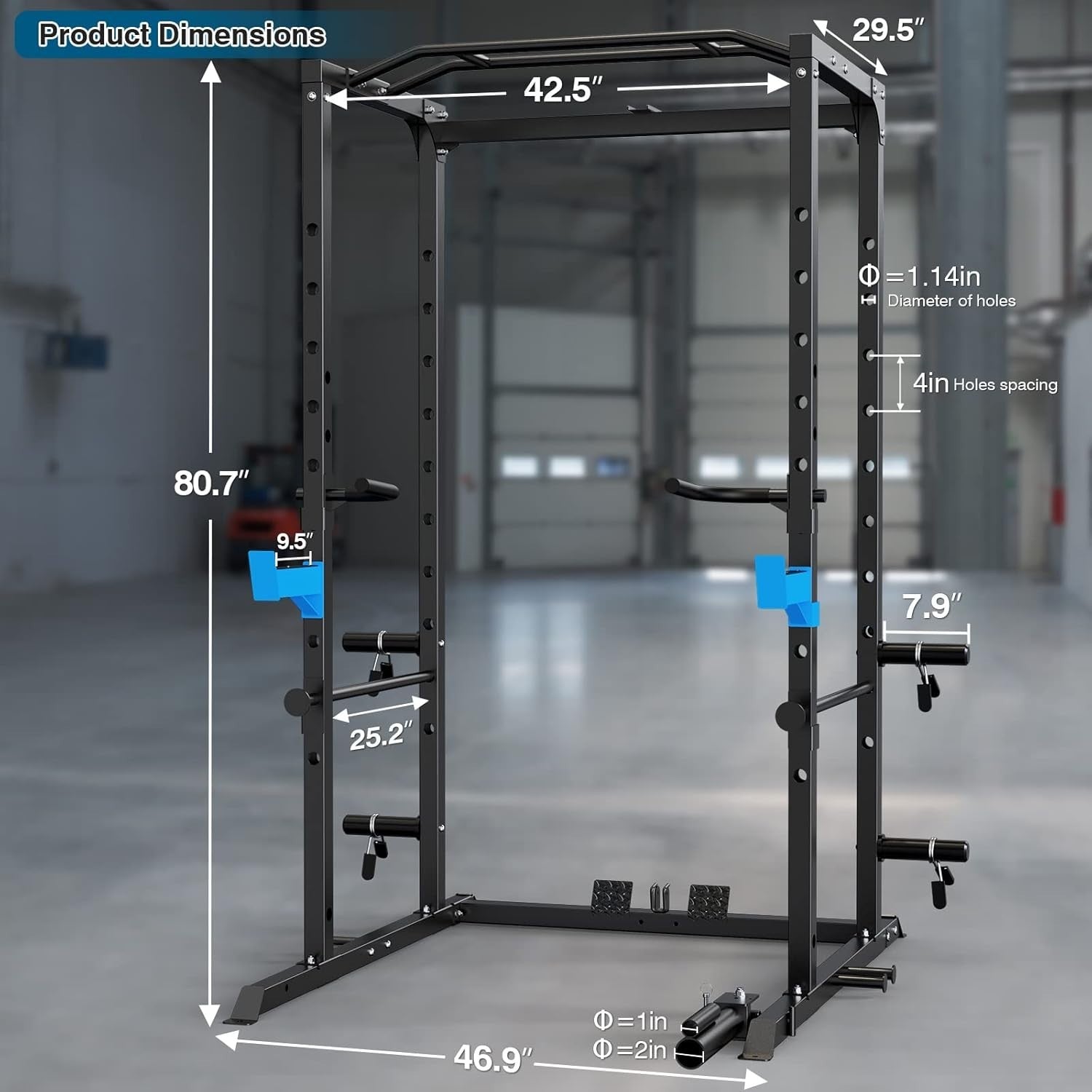 Heavy Duty Power Cage Squat Rack 1000lb Home Gym Carbon Steel Black