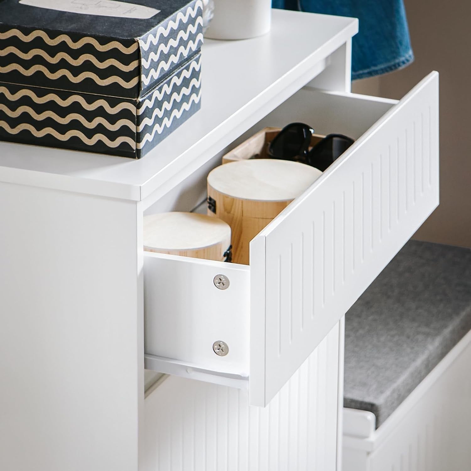 Slim Shoe Cabinet Storage Unit – 2 Flip Drawers, Pull-Out, Narrow Hallway Organi