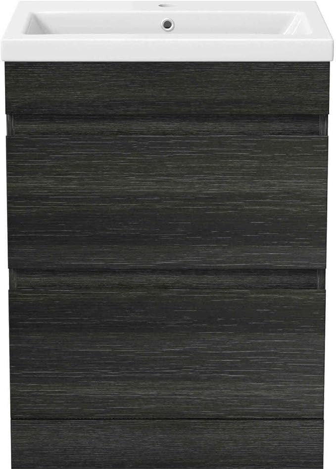 600mm Charcoal Grey Bathroom Vanity Unit with Basin Sink 2 Drawer Floor