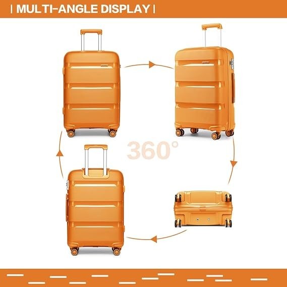 24 Inch PP Hard Shell Carry On Suitcase 4 Spinner Wheels TSA Lock