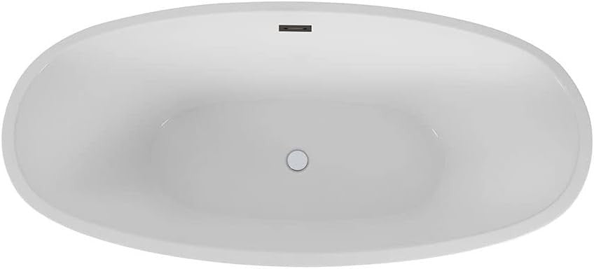 White Double Ended Freestanding Oval Bath 1595x740mm Grey Overflow