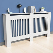 Extra Large White Radiator Cover Cabinet 92cm MDF Vertical Slatted Heater Shelf