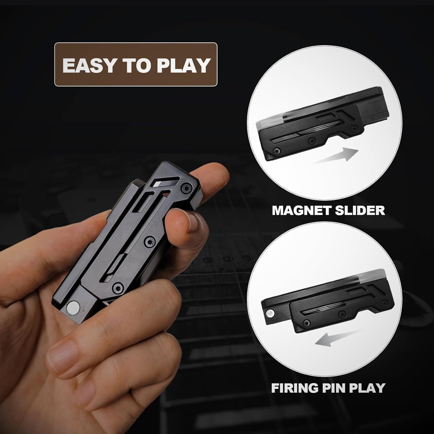 Gen 2 Black Metal Fidget Slider Ratchet Clicker Magnetic EDC Toy