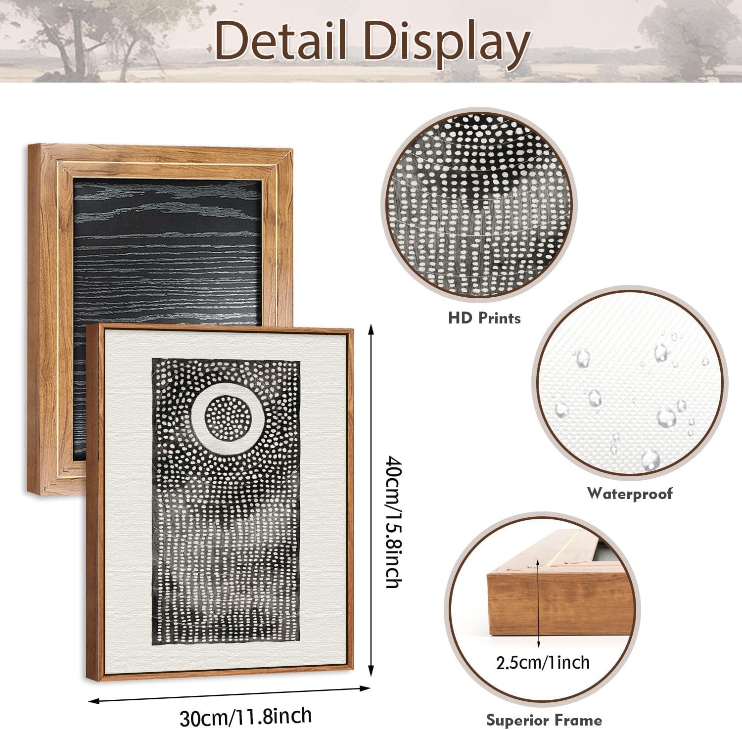 3 Panel Black White Geometric Canvas Wall Art 30x40cm Set