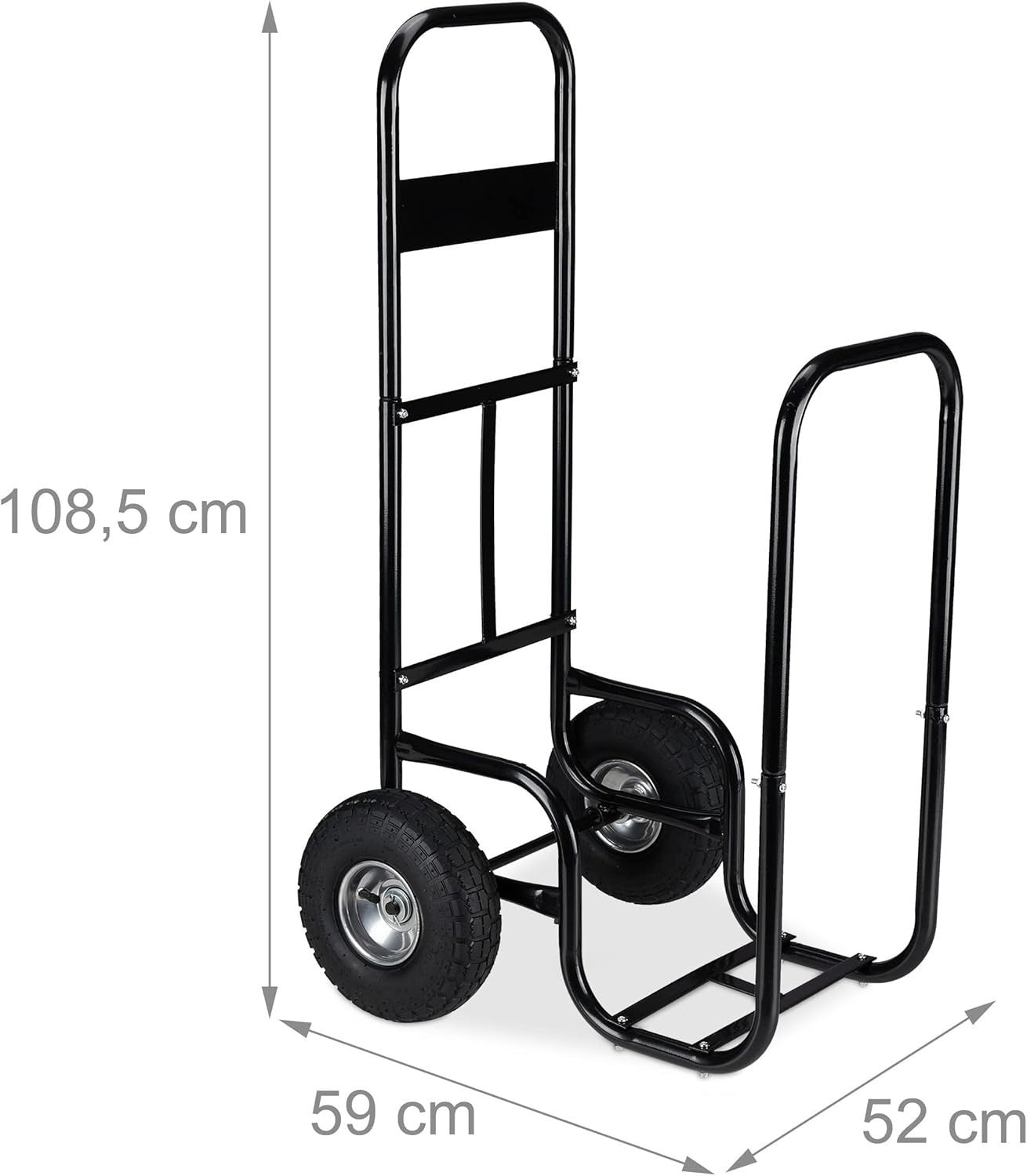 Heavy Duty Steel Firewood Trolley with Pneumatic Tyres for Easy Log Transport