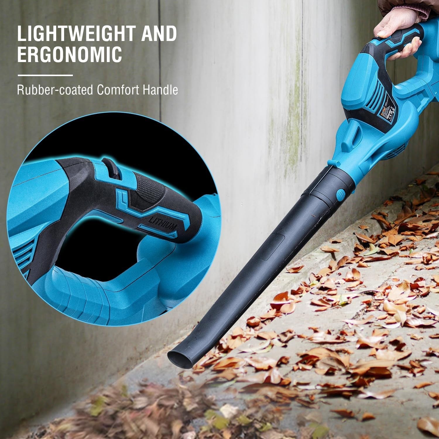Cordless Leaf Blower 21V Handheld High Power Garden Patio Garage Air Blower