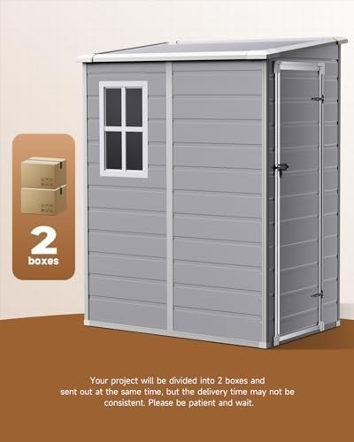 4.5x3.6FT Lockable Plastic Garden Shed with Floor Waterproof Outdoor Storage