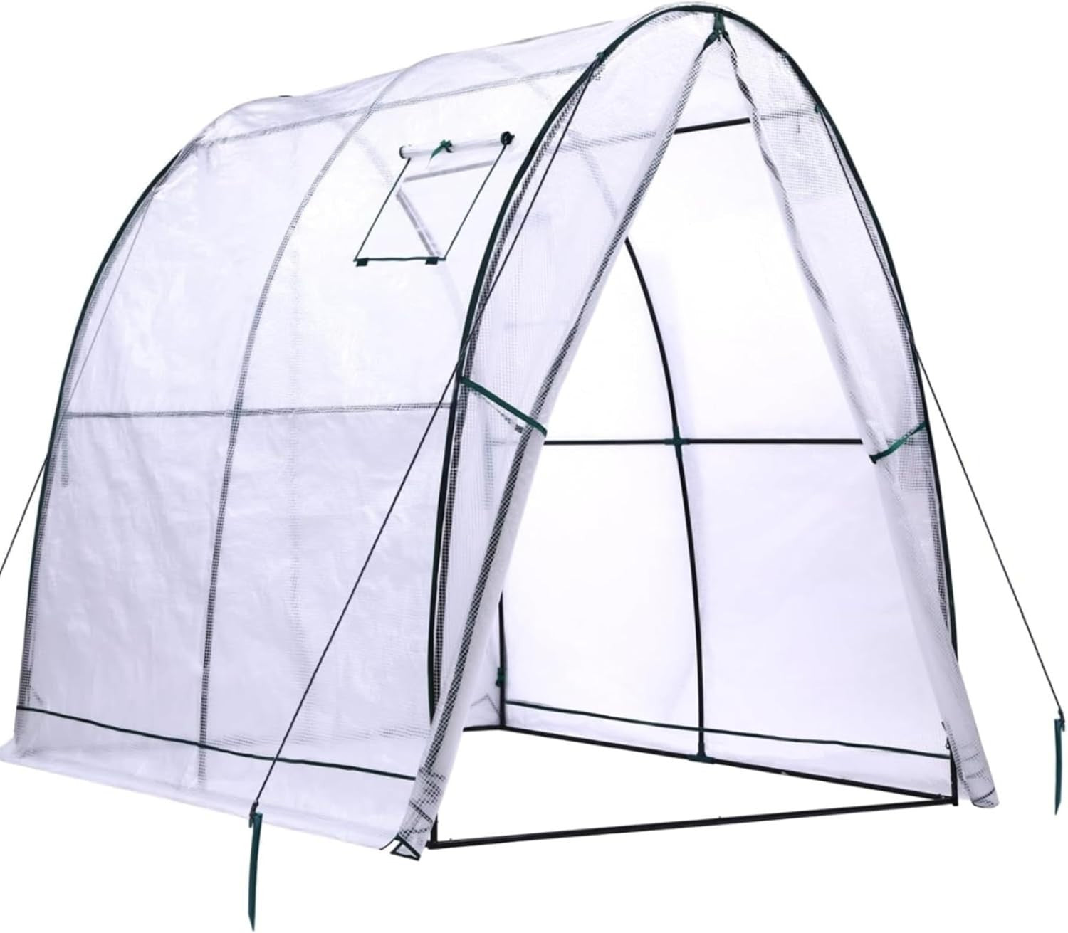 Portable Tunnel Greenhouse with Heavy Duty PE Cover & Mesh Windows 1.8x1.8x2m