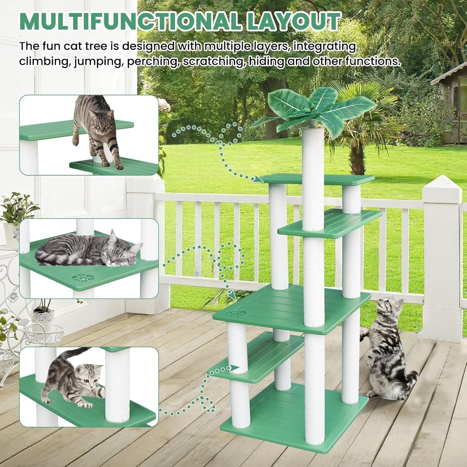 Outdoor Waterproof Cat Tree Tower Multi Level Scratching Post Indoor Outdoor