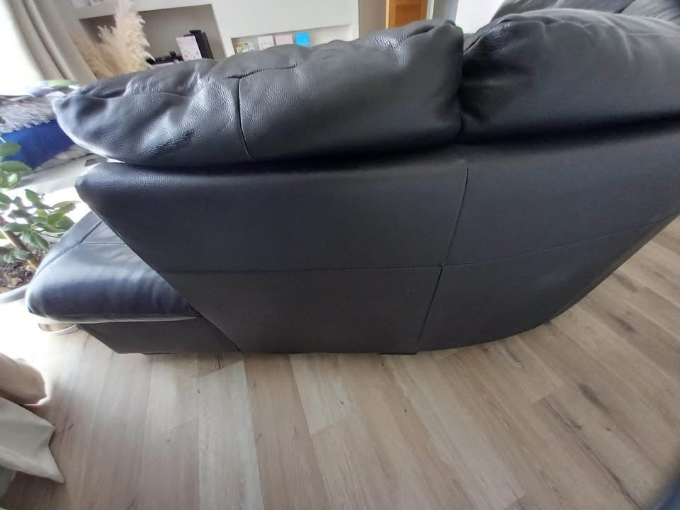 Luxe Black Leather Corner Sofa (PTP)