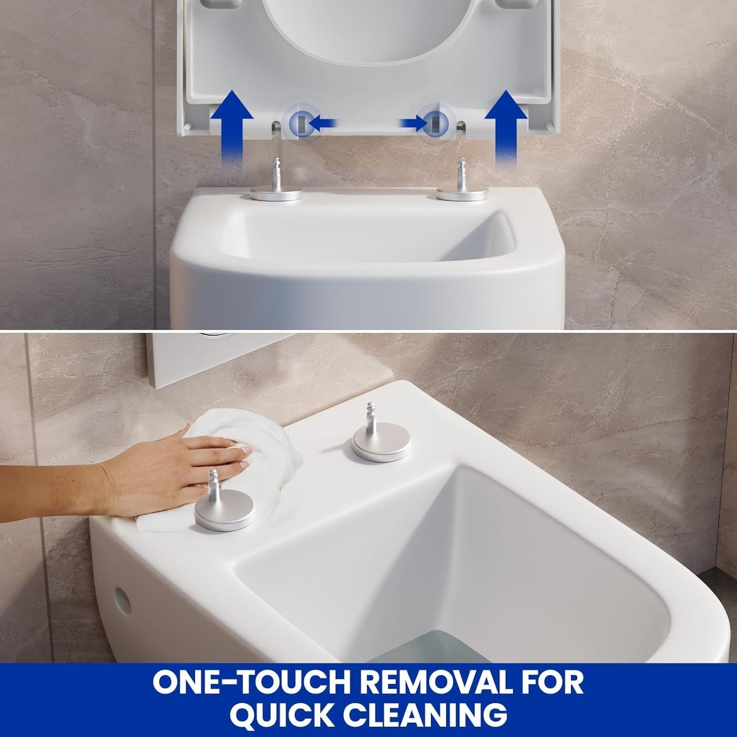Luxury Square Soft Close Toilet Seat White Quick Release Heavy Duty 42.7x35cm