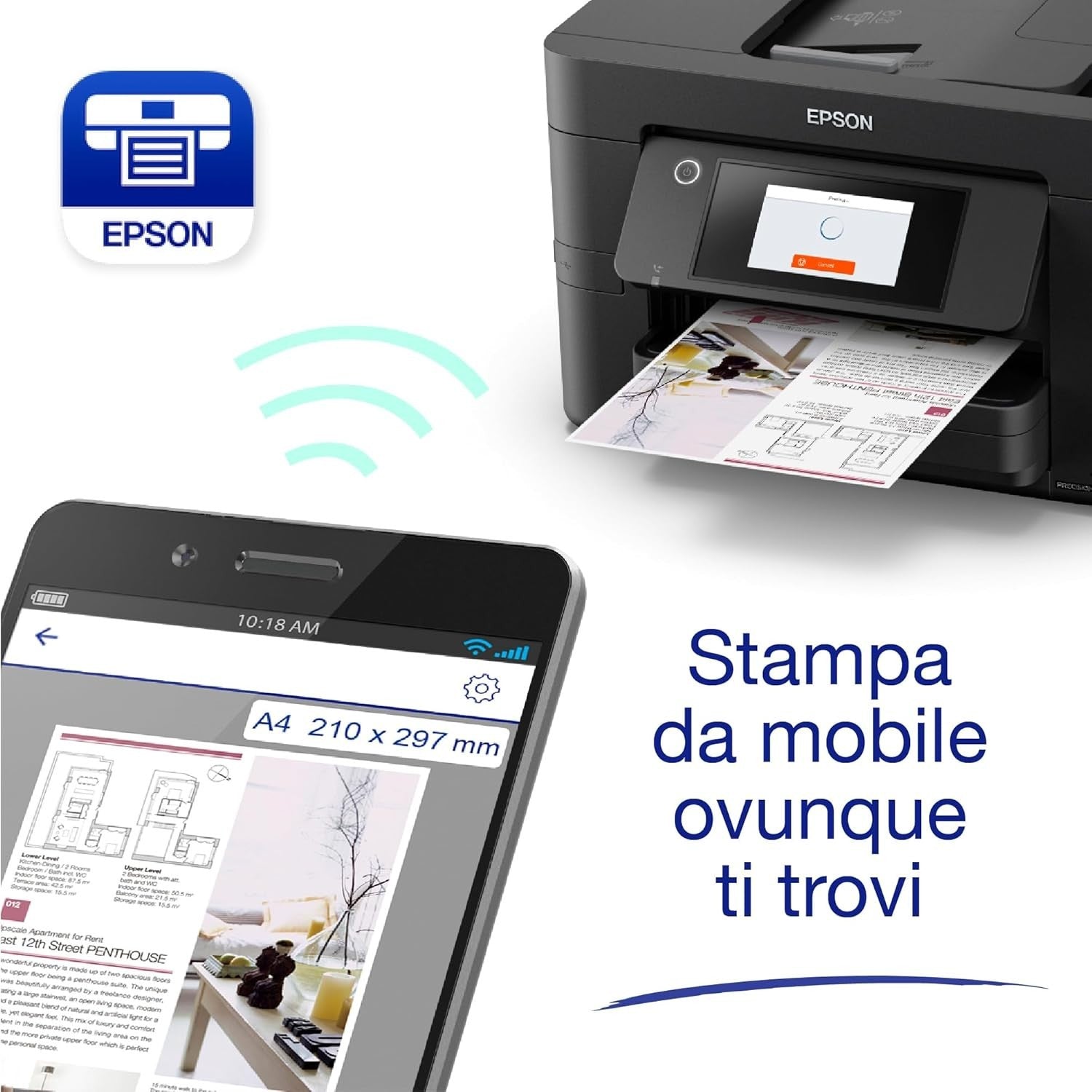 Black A4 Inkjet Multifunction Printer WiFi Auto-Duplex 25ppm