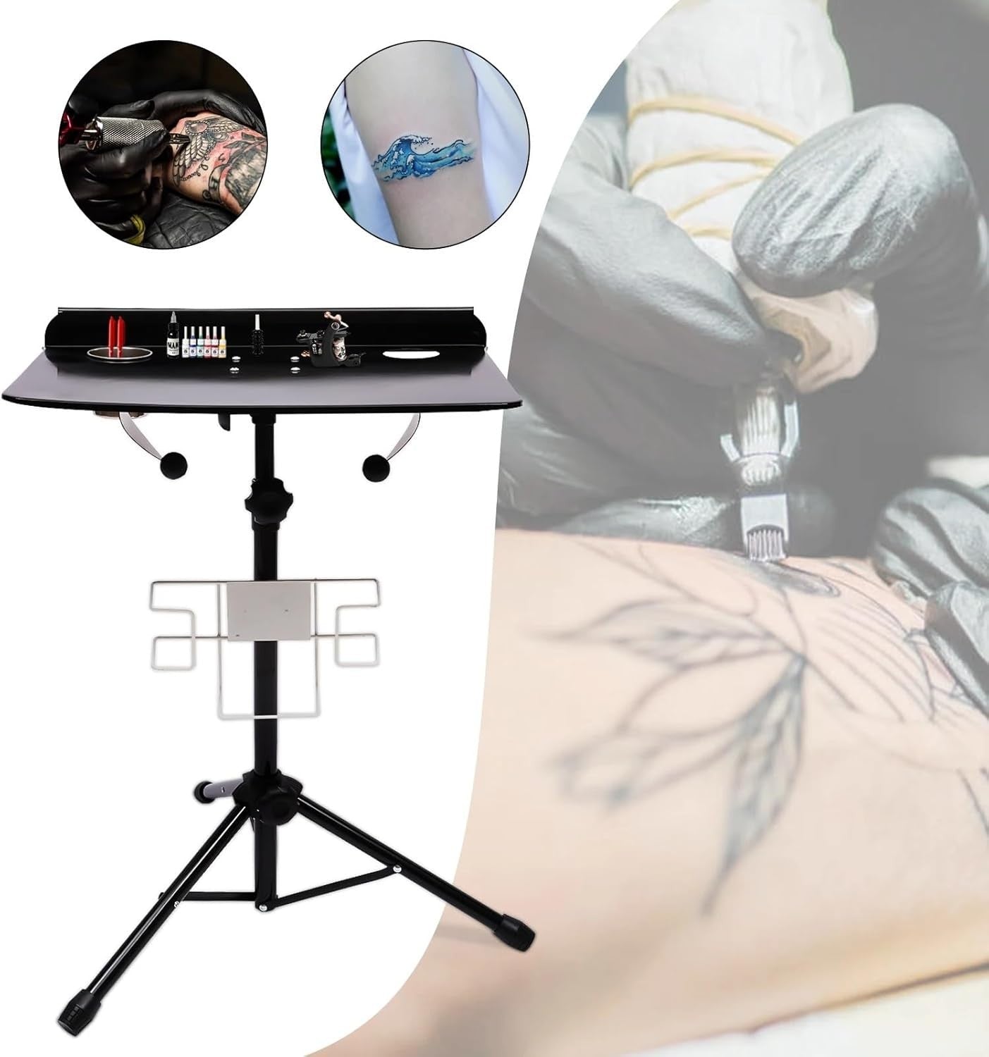 Adjustable Tattoo Tray Workstation Height Adjustable Portable Studio Stand