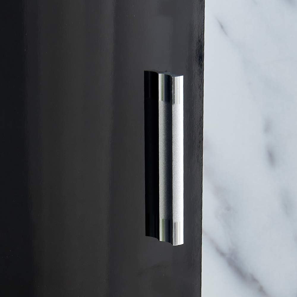 Black Tall Slim Cupboard High Gloss Storage Cabinet 2 Door 4 Shelf Unit