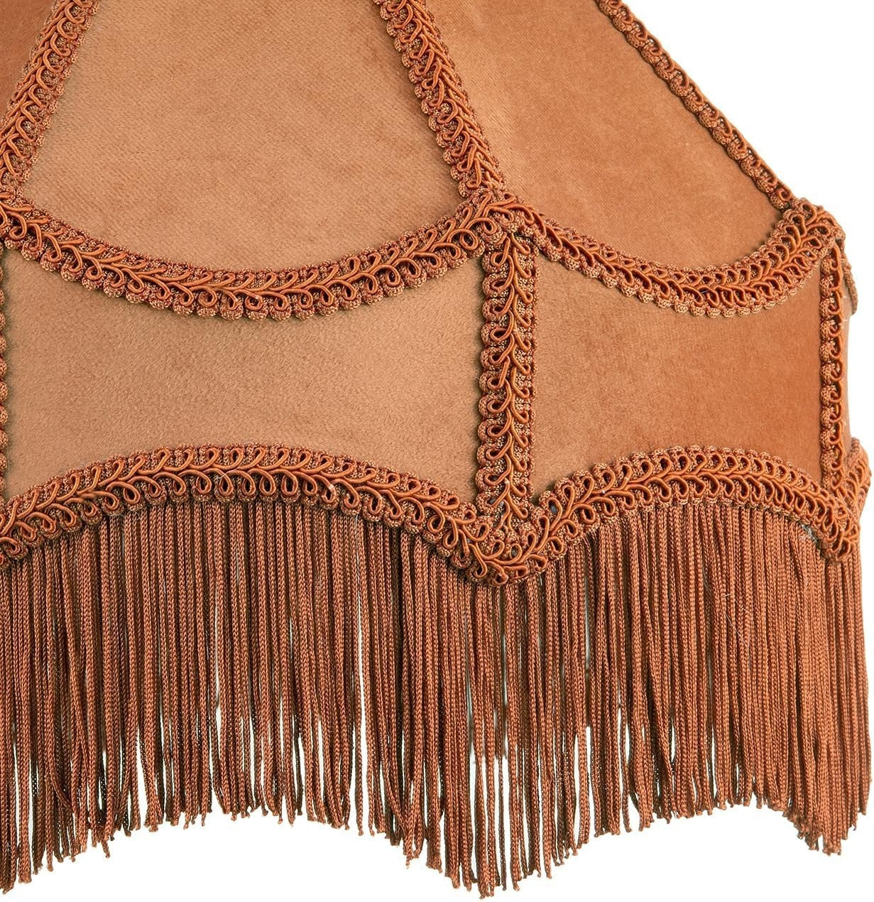 Victorian Empire Velvet Lampshade Mustard Ochre Tassel Pendant 30cm