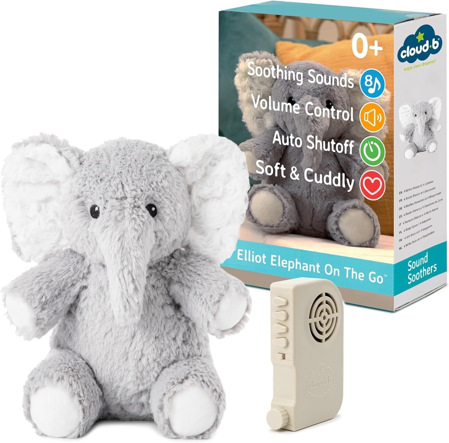 Elliot Elephant Travel Plush White Noise Machine Baby Sleep Aid