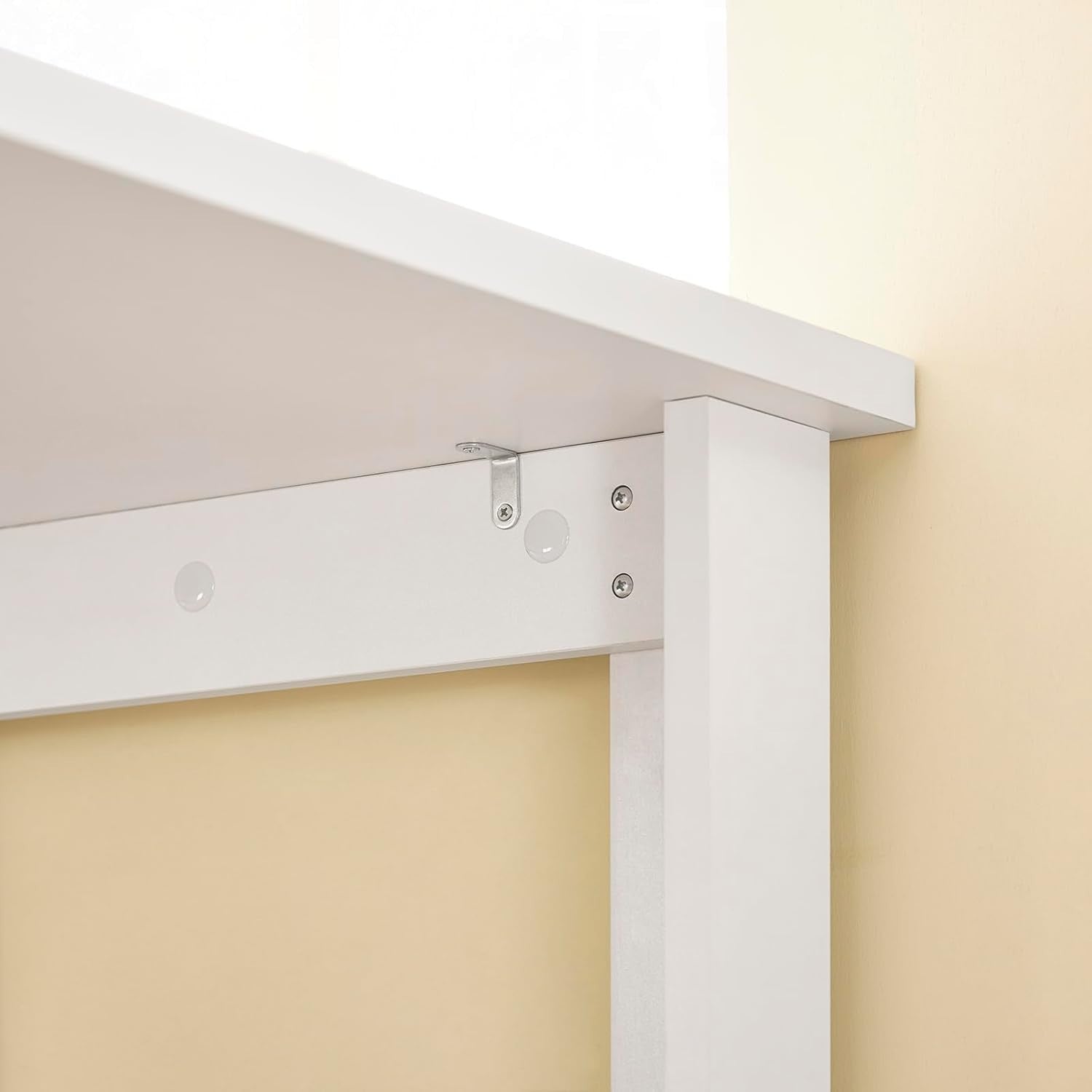 White Breakfast Bar Table with 3-Tier Storage Shelves Modern Dining Desk