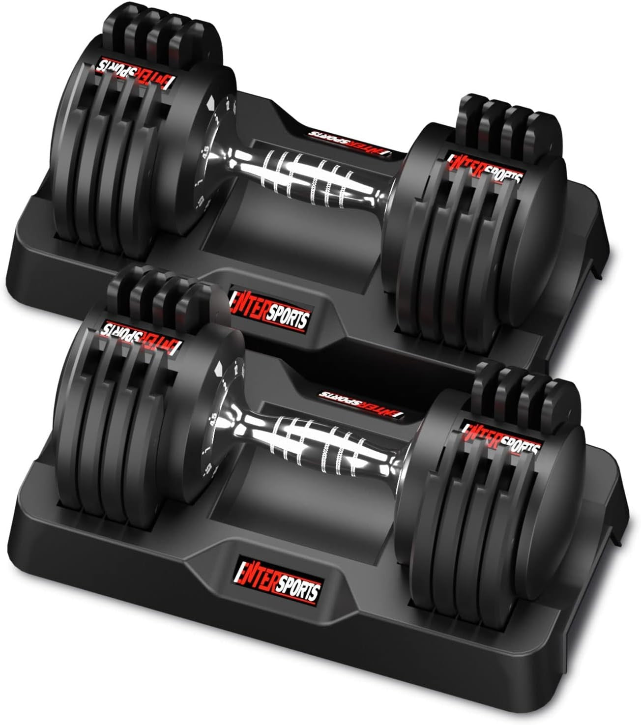 Quick Dial Adjustable Dumbbells 12kg Pair Space-Saving Non-Slip Weights