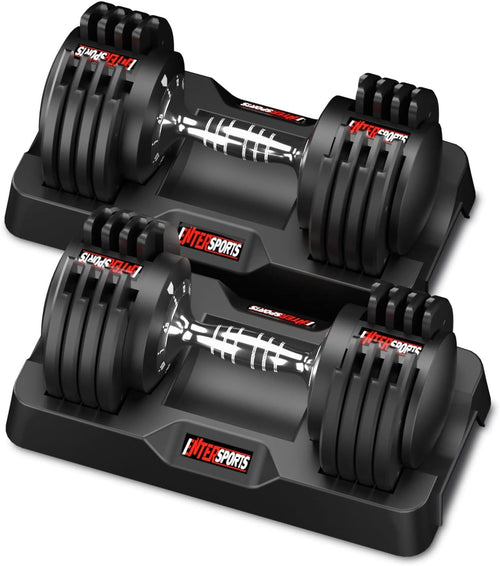 Quick Dial Adjustable Dumbbells 12kg Pair Space-Saving Non-Slip Weights