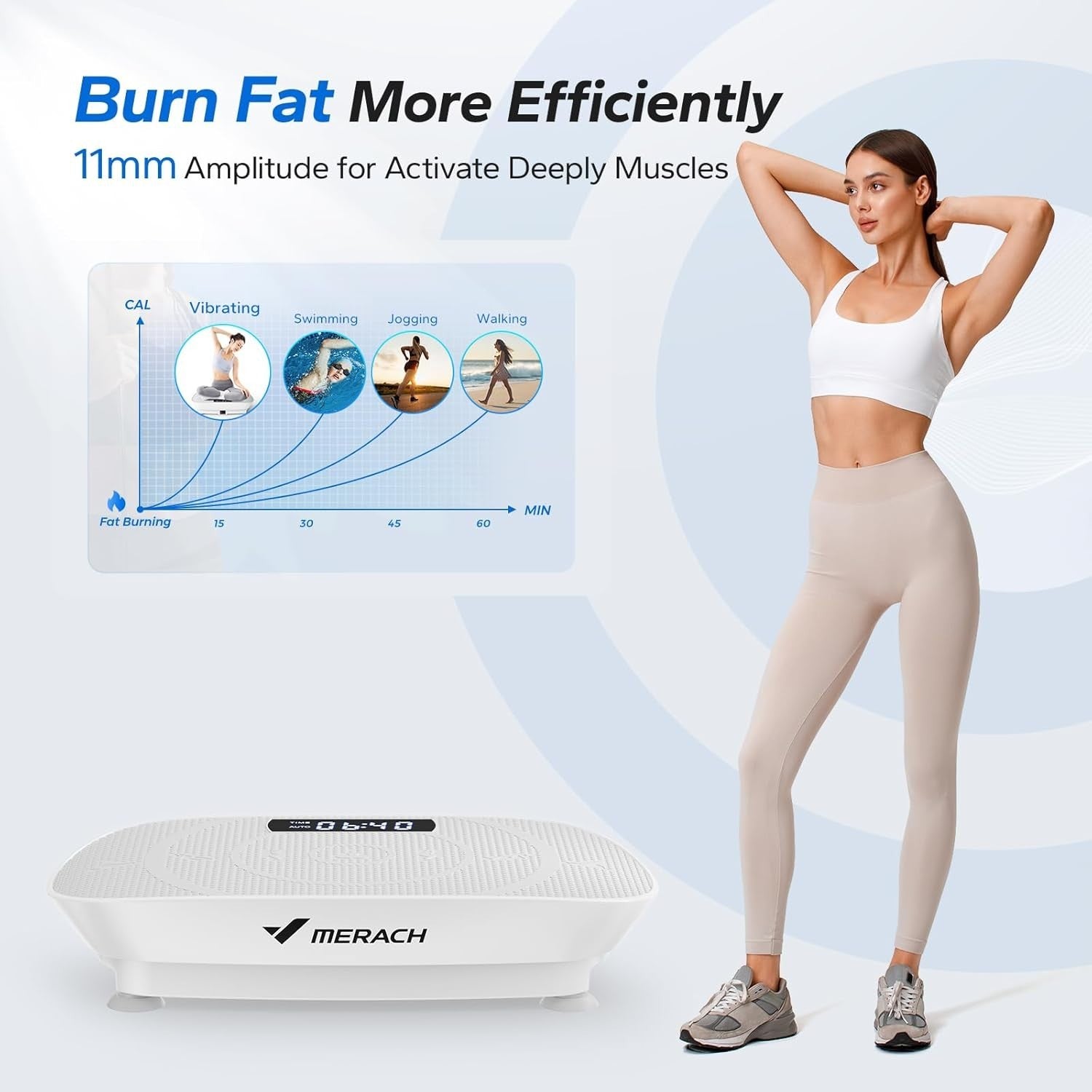 Quiet Vibration Plate Exercise Machine Bluetooth 10 Speed Home Trainer