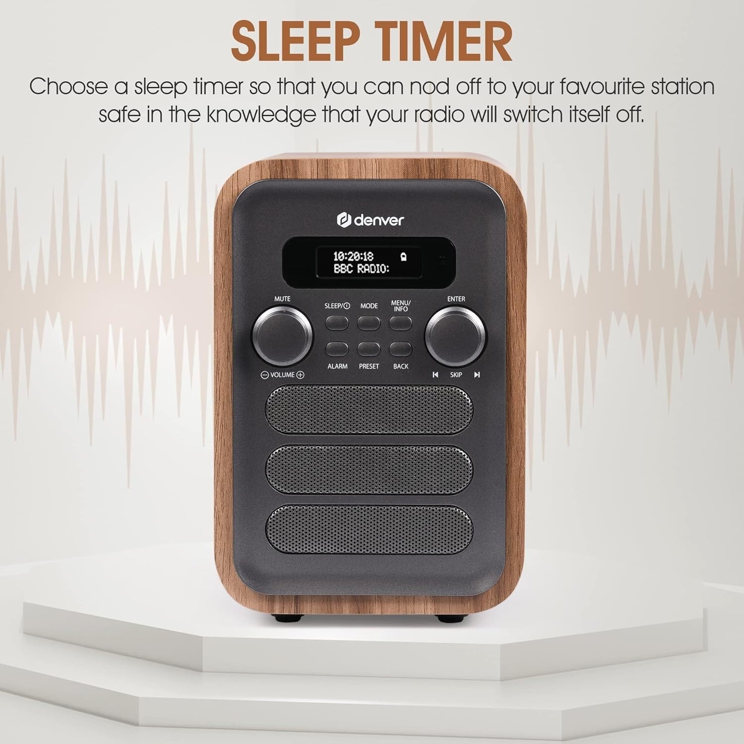 DAB Bluetooth Digital Radio Alarm Clock with Remote, Grey, 40 Presets