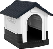 Outdoor Dog Kennel Small Pet House – Weatherproof, Raised Base, Grey 80cm
