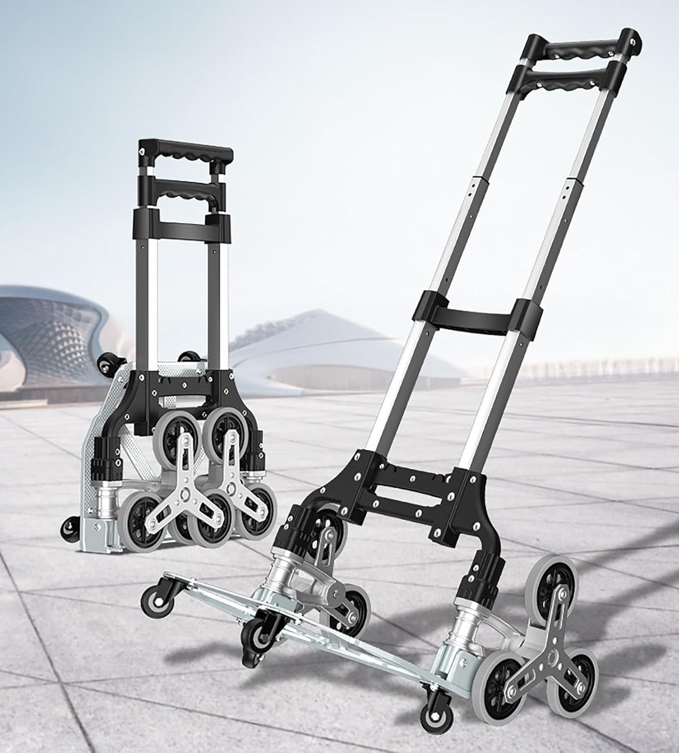 Aluminium Stair Climbing Sack Truck 80kg Folding Trolley Adjustable Handle