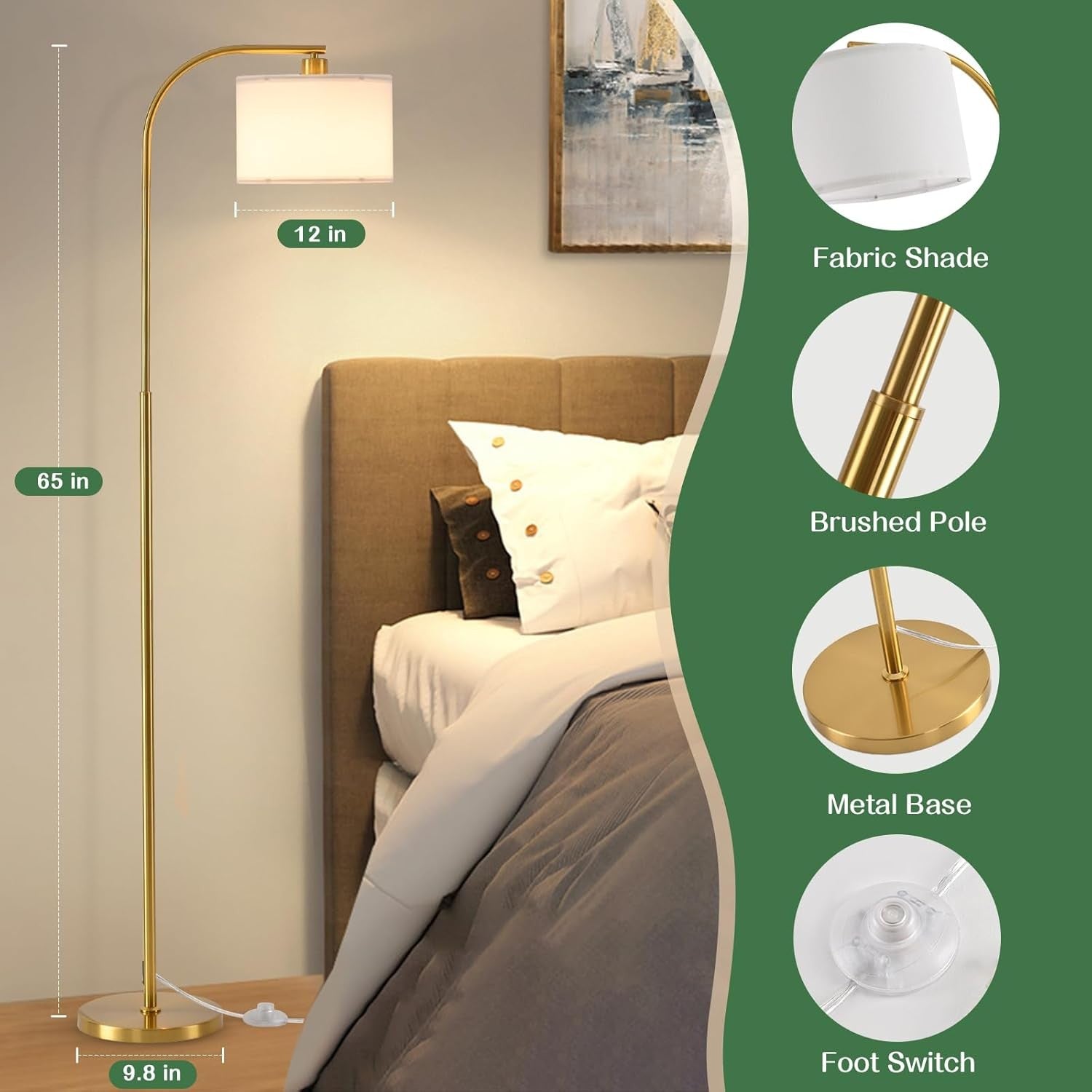 Gold Floor Lamp LED Dimmable Remote App Control RGB Smart Standing Light