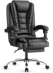 Executive Office Chair High Back PU Leather Recliner Footrest