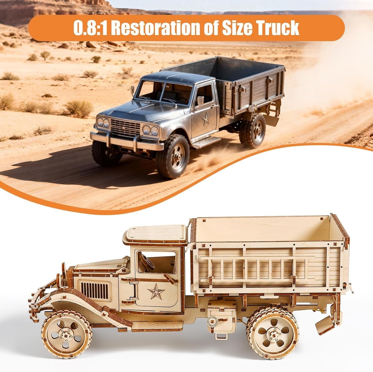 3D Wooden Vintage Truck Puzzle DIY Mechanical Model Kit 264PCS Adult