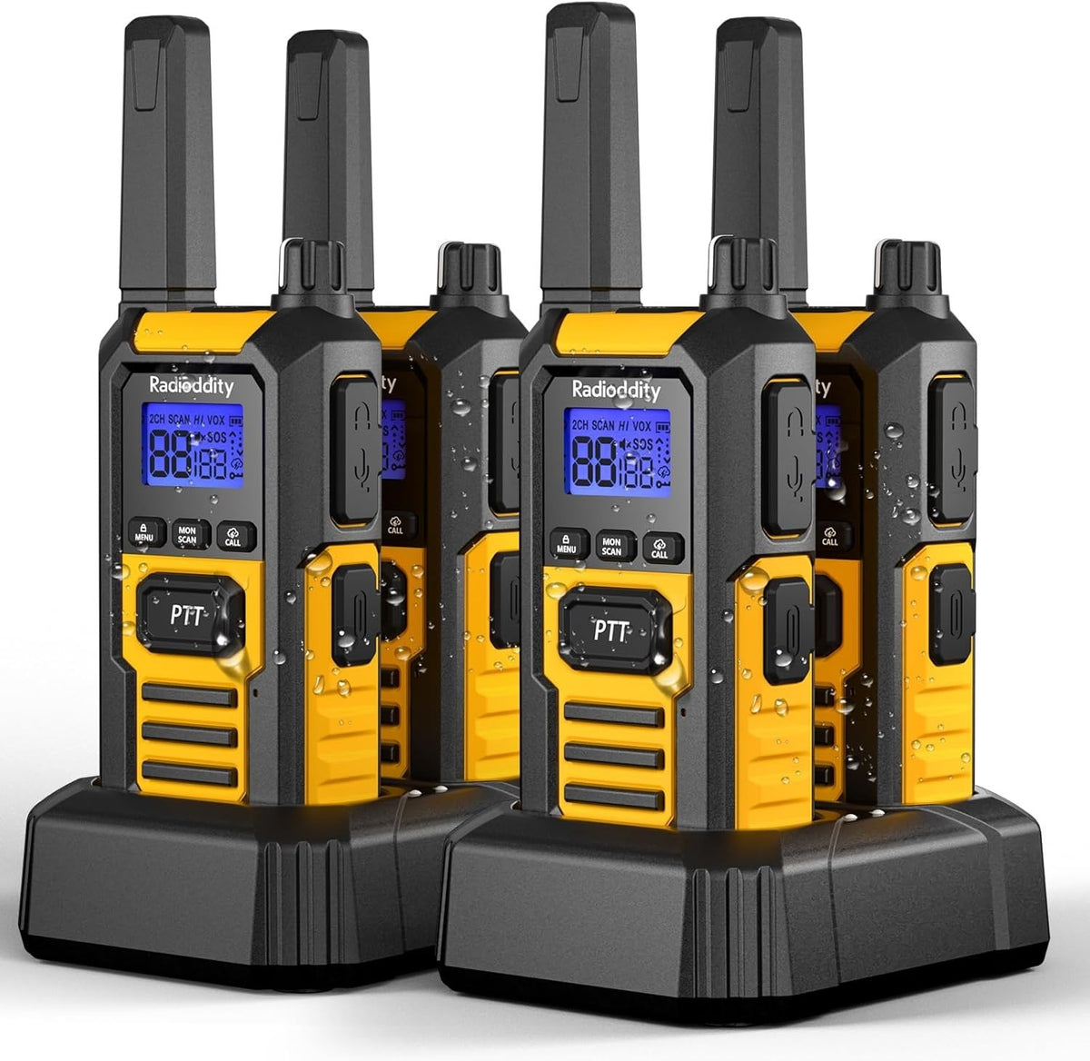 IP67 Waterproof Walkie Talkies 4 Pack 6KM Range Rugged Two Way Radio