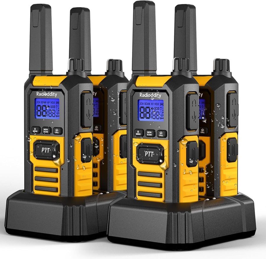 IP67 Waterproof Walkie Talkies 4 Pack 6KM Range Rugged Two Way Radio