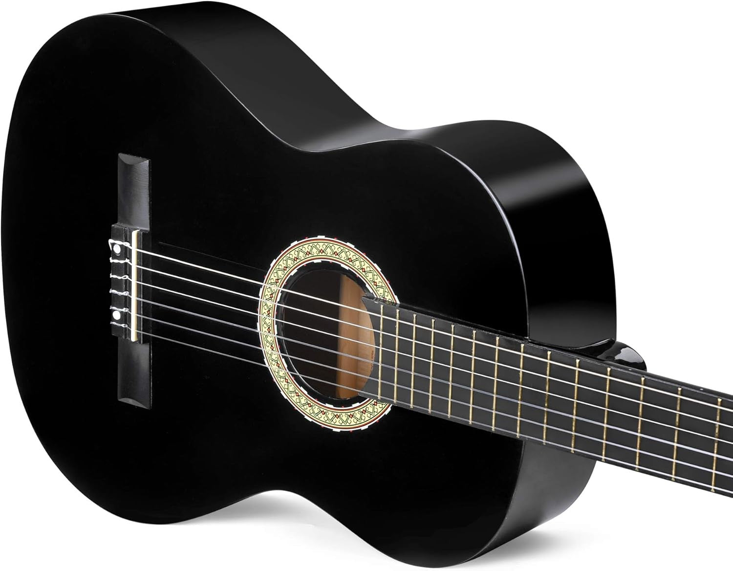 39in 4/4 Classical Guitar Nylon String Black Starter Kit