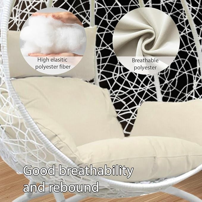 Outdoor Hanging Egg Chair with Cushion – Rattan Swing Seat, 150KG Capacity
