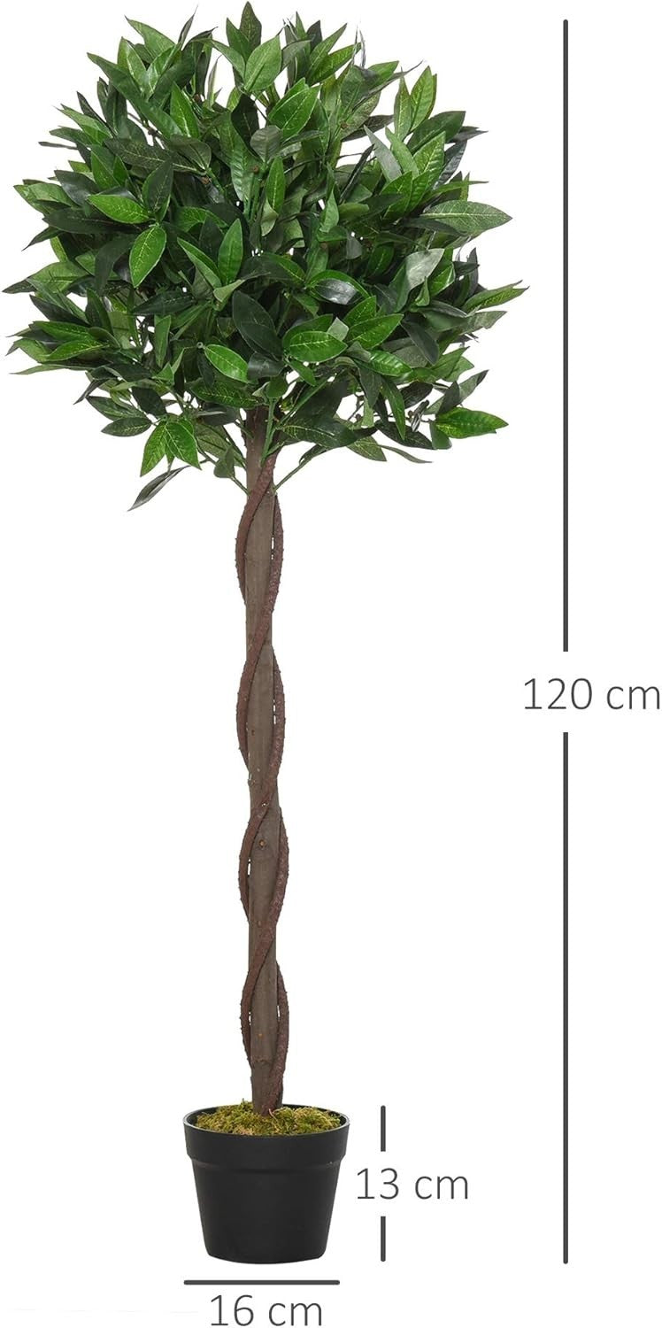 Set of 2 Artificial Bay Laurel Trees 120cm Potted Faux Green Topiary Home Garden