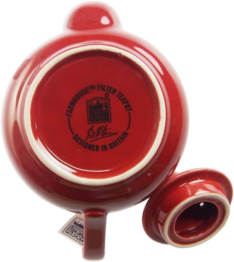 Ceramic Teapot with Infuser 1.2L Red Farmhouse Loose Leaf Tea Pot