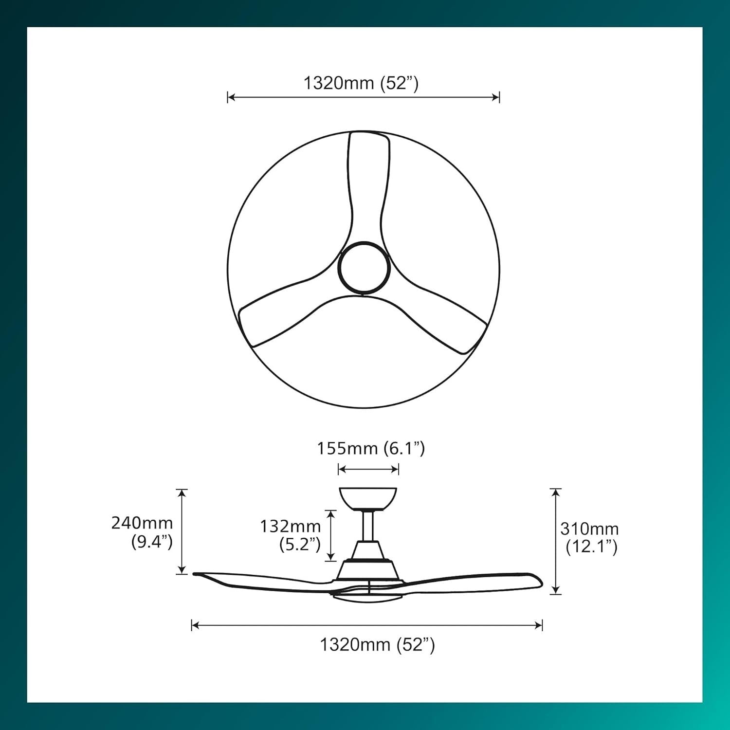 Philips 52" LED Ceiling Fan, 3 Color Temps, Dimming, DC Motor, Remote
