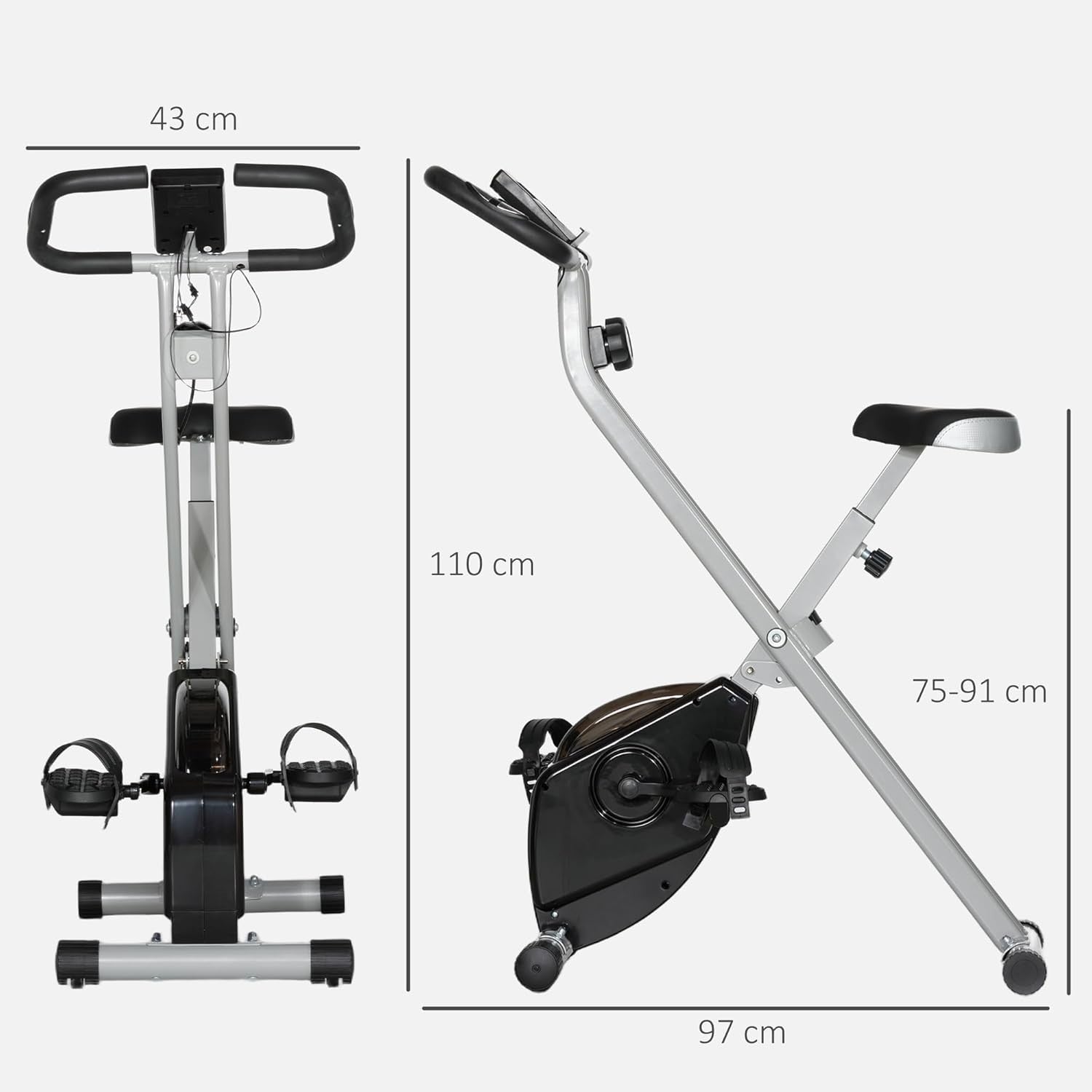 Folding Exercise Bike Quiet 8-Level Magnetic Resistance LCD Pulse Sensor