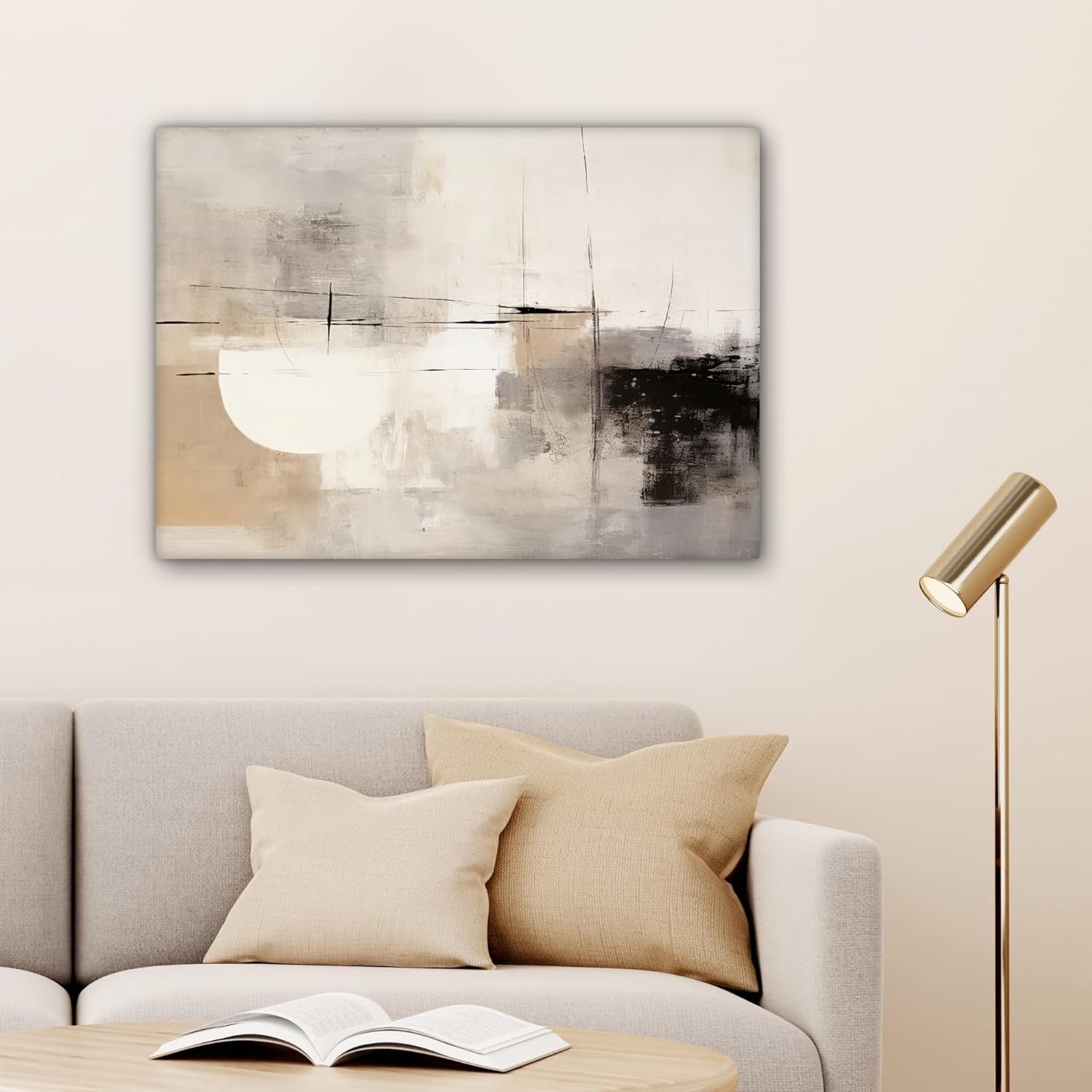 Abstract Grey Canvas Wall Art Modern Minimalist 70x50cm Living Room Decor
